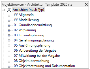 Projektbrowserstruktur nach HOAI Leistungsphasen Projektbrowserstruktur nach HOAI Leistungsphasen