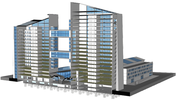 Hotel-Modellierung 3D Gebäudemodell
